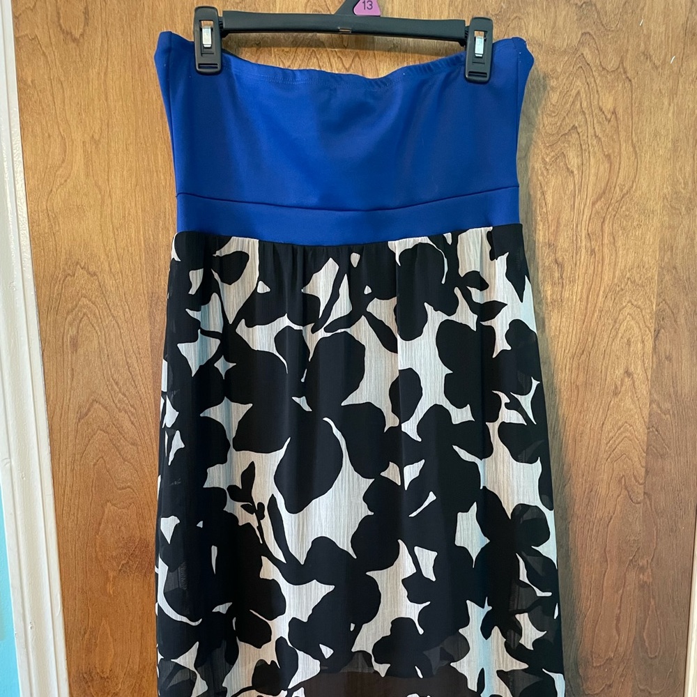 Floral strapless high low dress